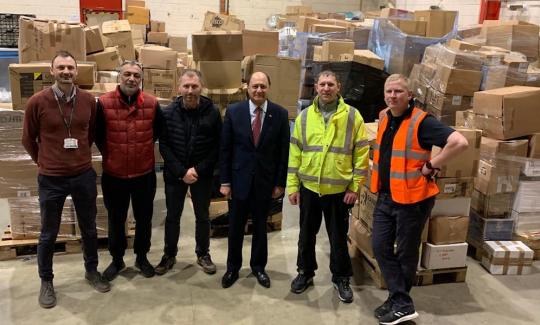Shailesh Vara visits Centre in Brightfield Business Hub in Orton Southgate, Peterborough where donations are being sent to Ukraine