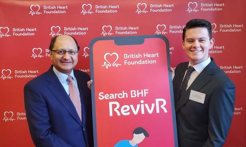 Shailesh Vara MP with Henry Tyrrell, Senior Public Affairs Officer at the British Heart Foundation